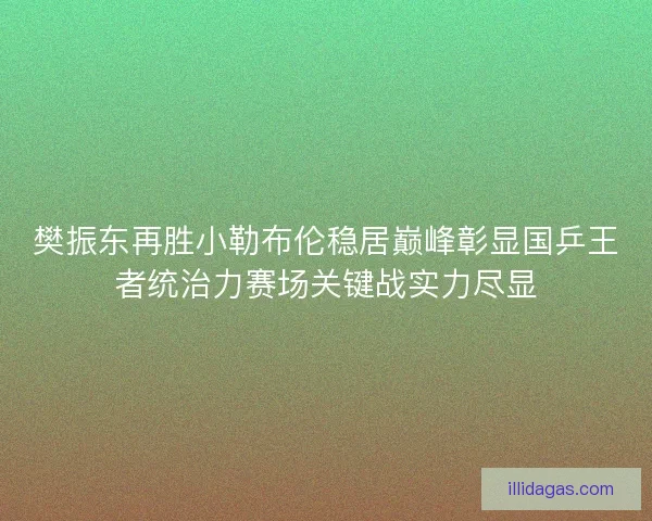 樊振东再胜小勒布伦稳居巅峰彰显国乒王者统治力赛场关键战实力尽显